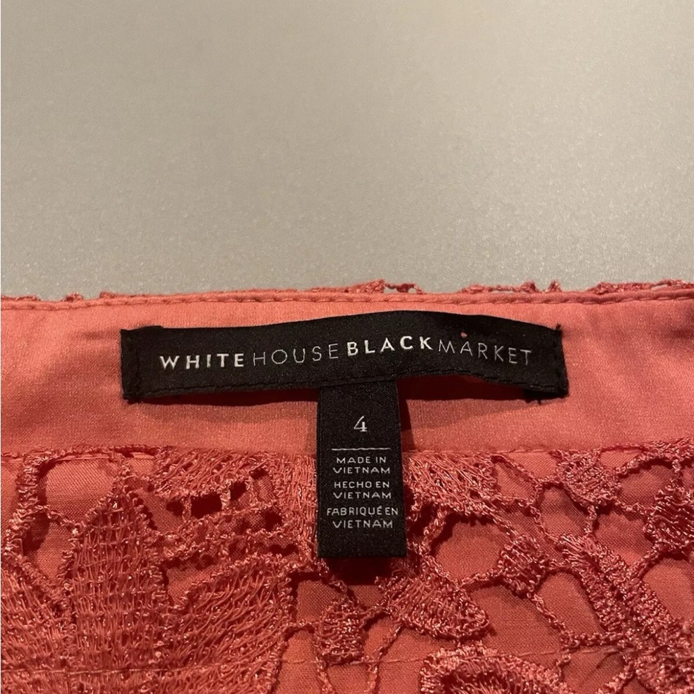 White House Black Matket Size 4 Salmon Lace Crop Top - Picture 3 of 3